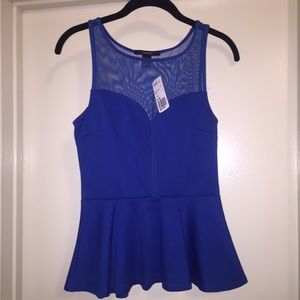 Forever 21 peplum mesh tank size M blue BNWT