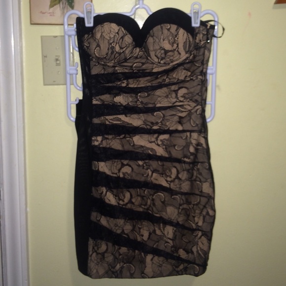 NWT strapless black lace dress