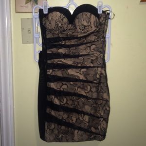 NWT strapless black lace dress