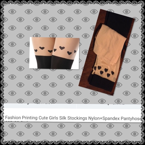 ❤️heart printing silky stocking pantyhose - Picture 2 of 2