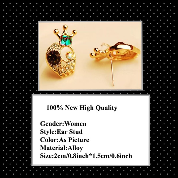Last pair Crystal cute skull crown earrings - Picture 2 of 2