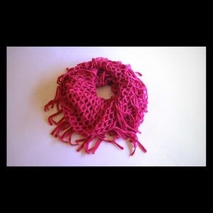 Knit fringe infinity scarf