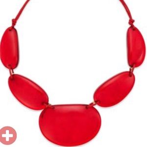 INC Gold-Tone Red Frontal Shell Frontal Necklace