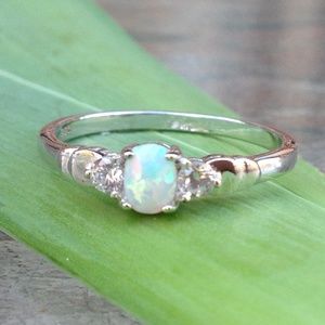 Solid 925 Sterling Silver Fire Opal Ring