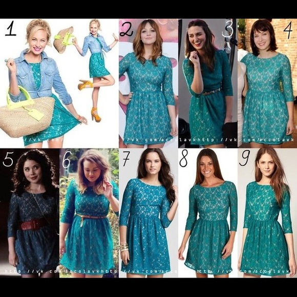 French Connection Teal lace 3/4 sleeve dress - Picture 2 of 4