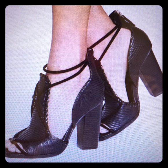 Contrast Rope Black heeled sandals (black) - Picture 1 of 3