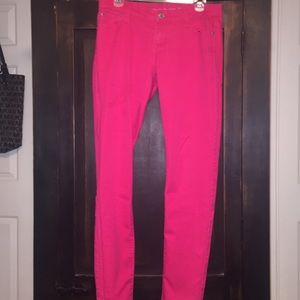 Bright pink skinny jeans!