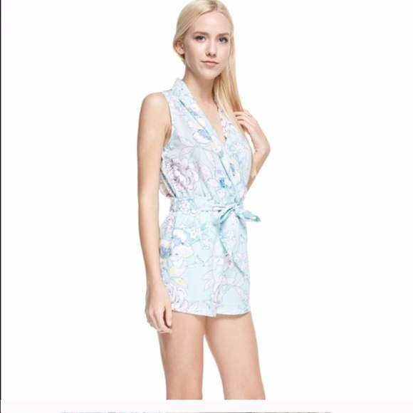 LAST ONE! LARGE! Tea n Cup Floral Belted Romper - Picture 2 of 4