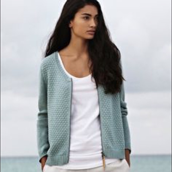 Poetry Robins Egg Blue Zipped Front Cardigan