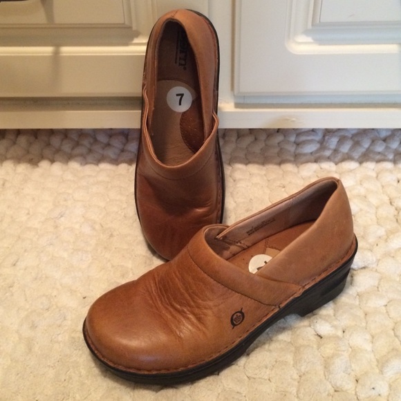 Born brown leather clogs