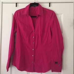 Express V-neck button up dress shirt