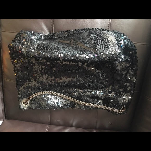 Melie bianco black sequin hobo bag