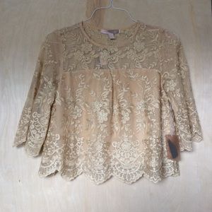 Forever 21 Woven Top with Lace Detail