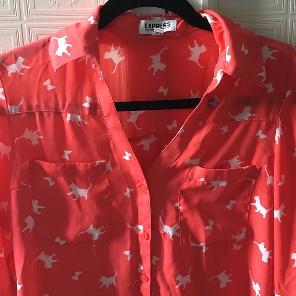 Coral Button-Up Blouse