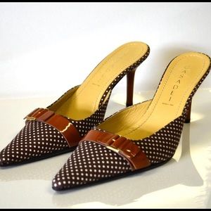  Authentic NEW  Casadei Polka Dot Mules