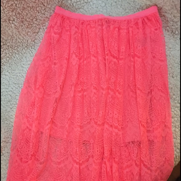 Neon pink lace skirt