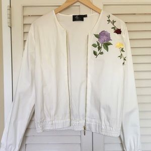 Romantic Bomber - flowers embroidered - size L