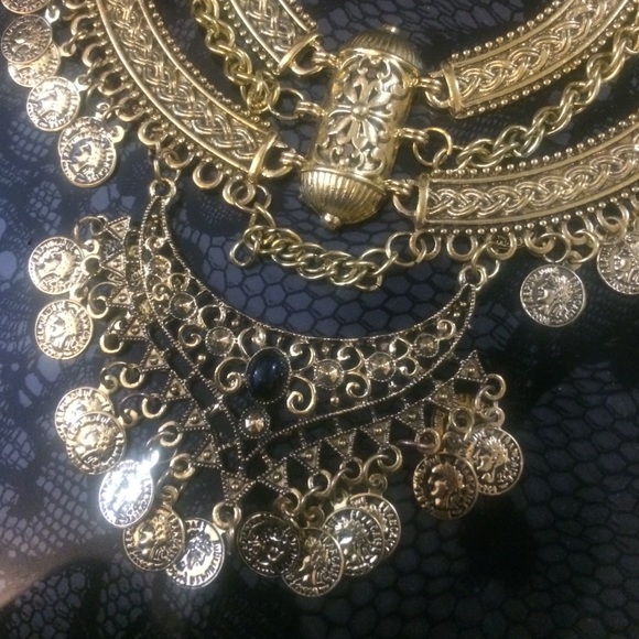 NEW Gold Boho Statement Necklace set - Picture 3 of 3