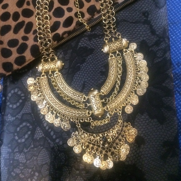 NEW Gold Boho Statement Necklace set - Picture 2 of 3