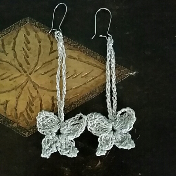coleyroleypoley Jewelry - Handmade Silver Shimmer Butterfly Earrings