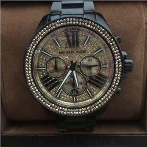 Michael kors black and Gold diamond watch