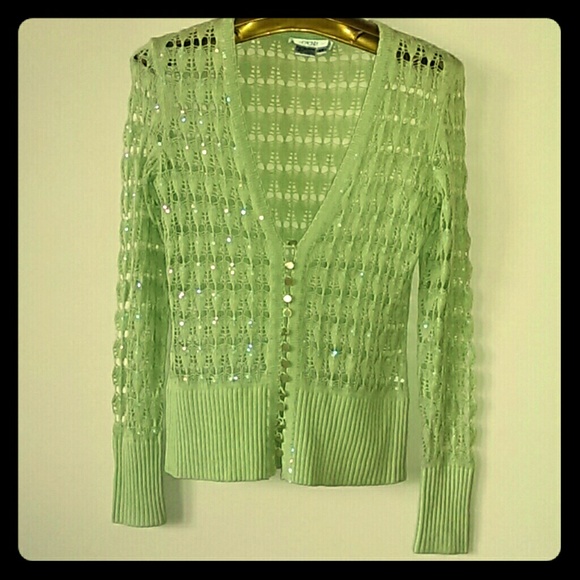 Loose knit Cache cardigan beaded tussan silk