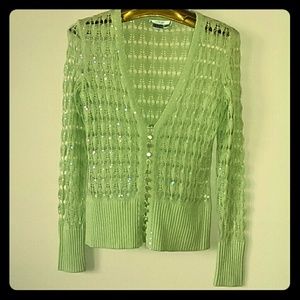 Loose knit Cache cardigan beaded tussan silk