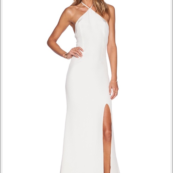 Olcay Gulsen White Halter Gown