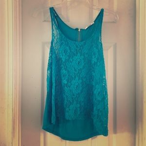 Turquoise Lace tank top