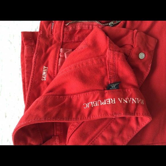 Red skinny jeans