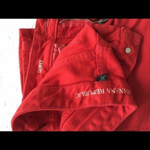Red skinny jeans