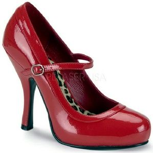 4 1/2 INCH HEEL BLACK PAT MARY JANE WITH ADJUSTABL