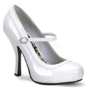 4 1/2 INCH HEEL BLACK PAT MARY JANE WITH ADJUSTABL