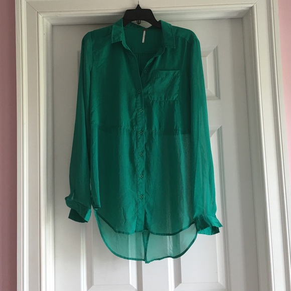 Free People Kelly Green Blouse