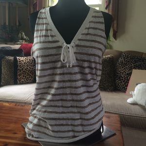 Victoria's Secret white/taupe striped tank Small