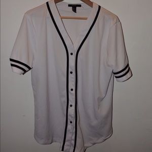 Plain White with black lining Baseball Jersey