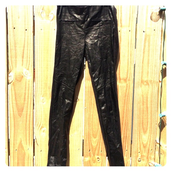 Stretch Front Pleather Pants