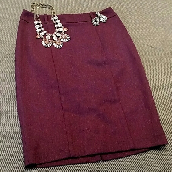 Cranberry Twill Midi Pencil Skirt