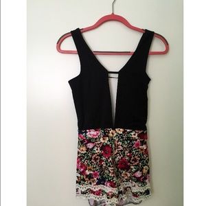 Black and floral romper