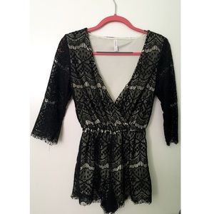 Black lace romper