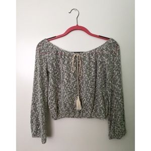 Off the shoulder long sleeve knit top