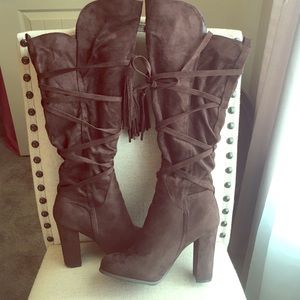 Brown Suede Knee High Boots