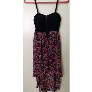 Black and floral high low dress