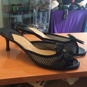 CHANEL Clover mesh slip on heels- rare!