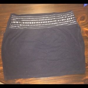 Embellished black mini skirt