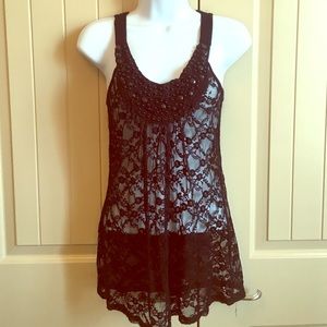 FREE🎉W/PURCHASE❗️Black Lace Jeweled Tank