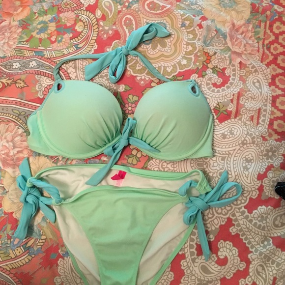 Victoria Secret mint green & light blue bikini