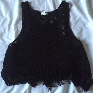 Crochet black crop top