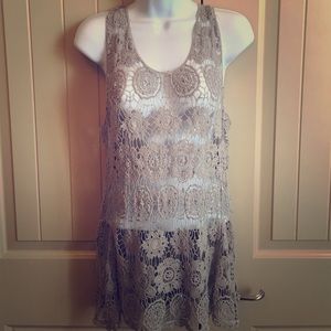 Gray Lace/Crochet Tank