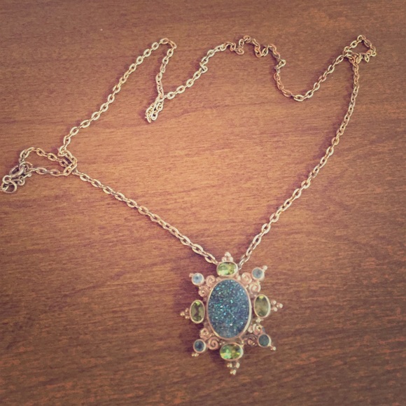 Long vintage silver necklace